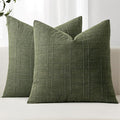 MIULEE Decorative Linen Check Euro Shams Throw Pillow Covers Neutral Farmhouse by MIULEE