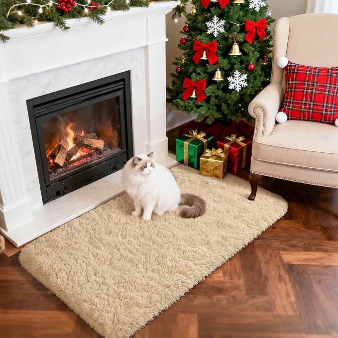 Merelax Fluffy Rug Shaggy Area Rug, Small Kids Bedside Rug, Soft Non-Slip - Image 7
