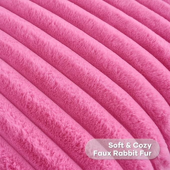 FUTEI Hot Pink Decorative Throw Pillow Covers Set of 2, 24x24 Inch Soft Fluffy - Image 2