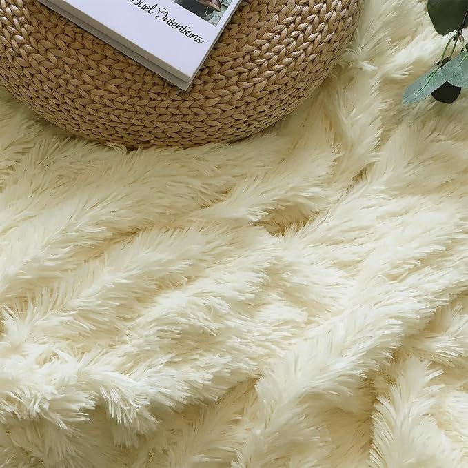 Tuddrom Decorative Extra Soft Faux Fur Blanket Twin Size 70" x 78", Solid - Image 8