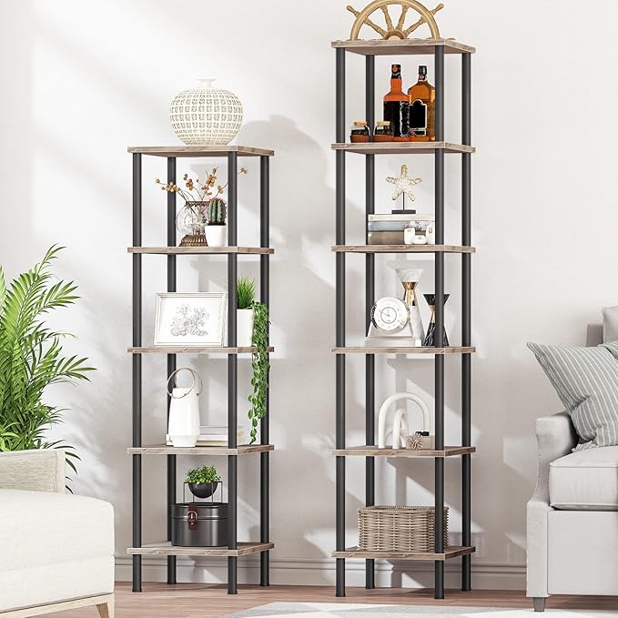 HOOBRO 5-Tier Corner Shelf Stand, Corner Square Rack Display Shelf, Tall - Image 2