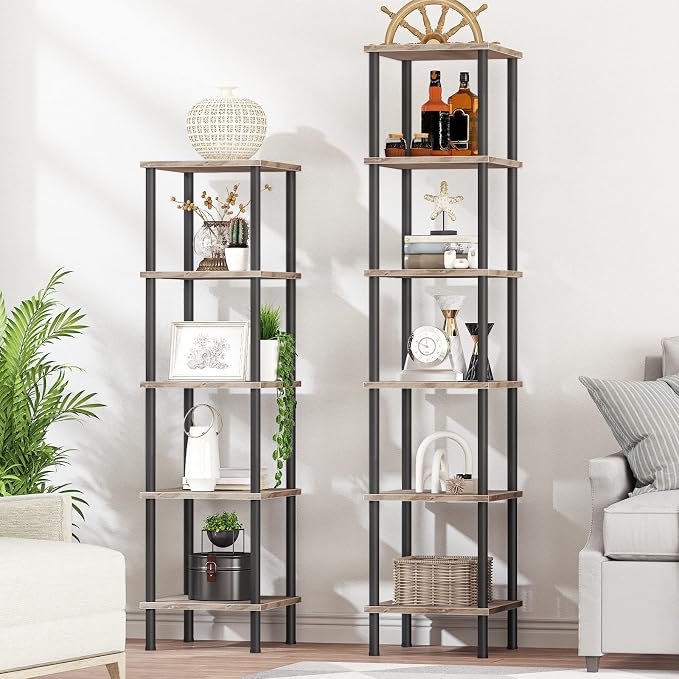 HOOBRO 6-Tier Corner Shelf, Corner Square Rack Display Shelf, Tall Storage Rack - Image 2