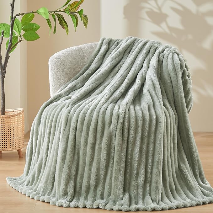 NEWCOSPLAY Super Soft Throw Blanket Sage Green Premium Silky Flannel Fleece 3D by NEWCOSPLAY