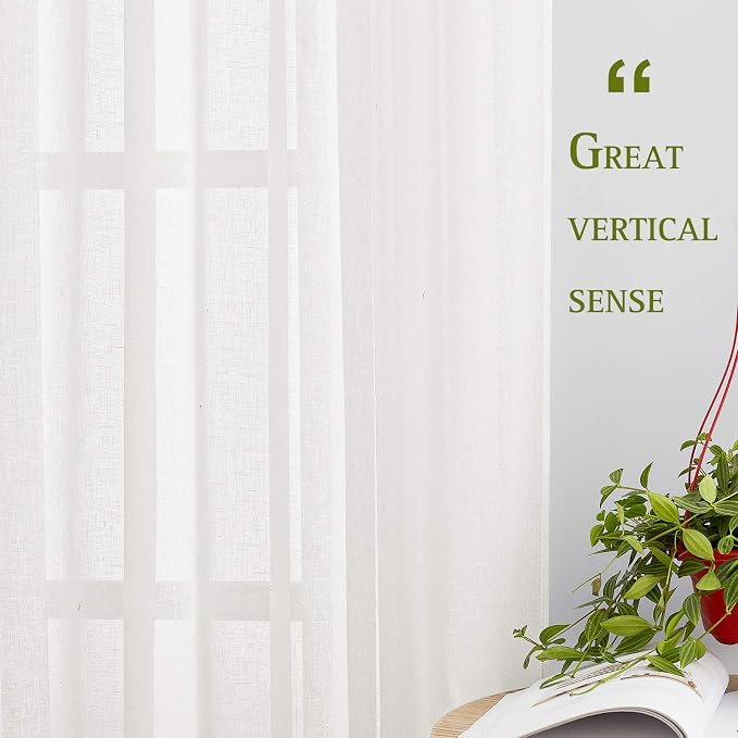 NICETOWN Linen Curtains Semi Sheer Bedroom Window Curtains, Grommet Casual 72" - Image 6