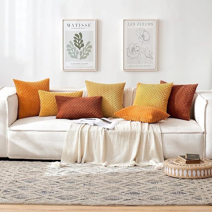 MIULEE Pack of 2 Decorative Throw Pillow Covers 16x16 Inch Soft Boho Striped - Image 5