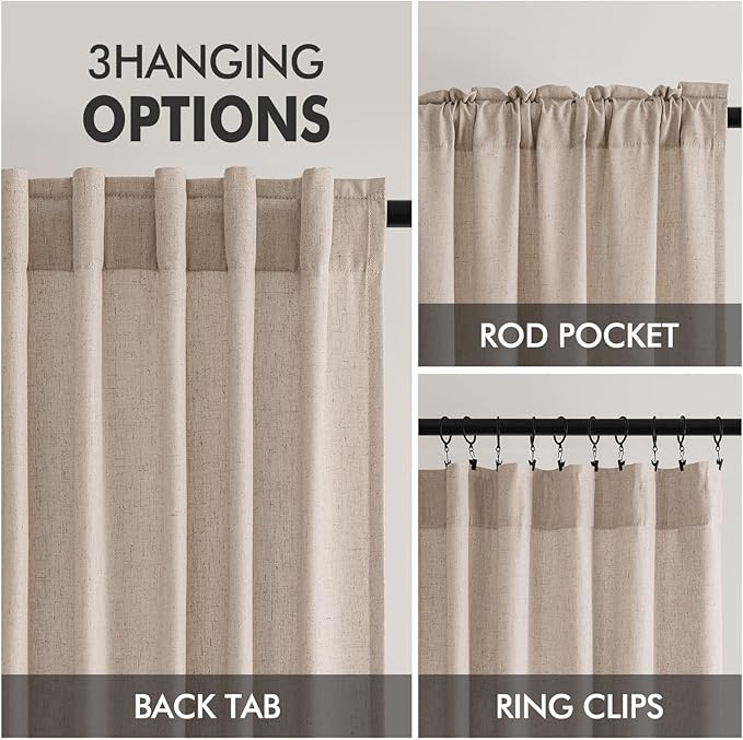 MIULEE Non-See-Through Privacy Linen Curtains 2 Panels, Light Filtering Window - Image 6