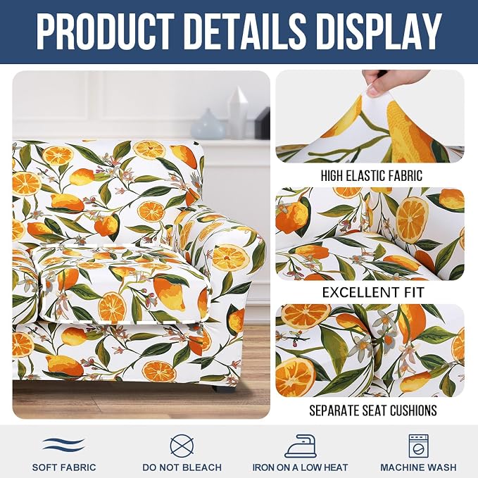 hyha Couch Covers, Chair/Sofa Covers, Floral Pattern, 2 Pieces, Armchair - Image 4