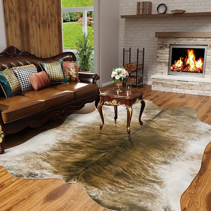 AROGAN Western Decor Faux Fur Cowhide Rug, 4 x 3 Feet Premium Animal Skin Cow - Image 3