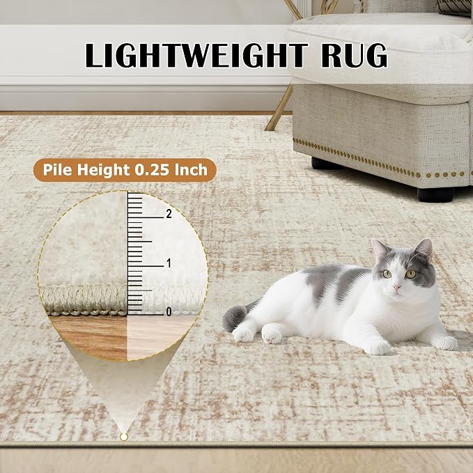 5x8 Area Rugs for Living Room Washable Rug: Anti-Skid Abstract Modern Living - Image 7