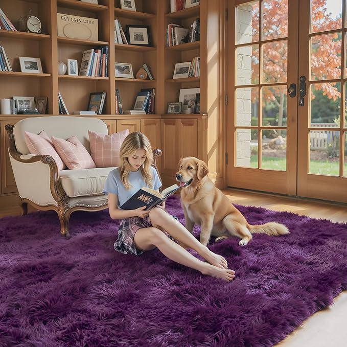 Area Rugs 9x12 Living Room, Shaggy Carpet Soft Plush Furry Bedside Rug Large - Image 6