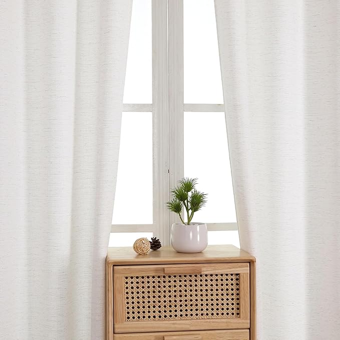 Chyhomenyc Bennet Linen Curtains 63 Inch Length 2 Panels, Faux Linen Textured - Image 3