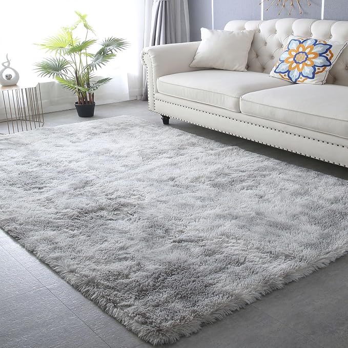 Grey Shag Area Rug 9x12 by CAIYUECS