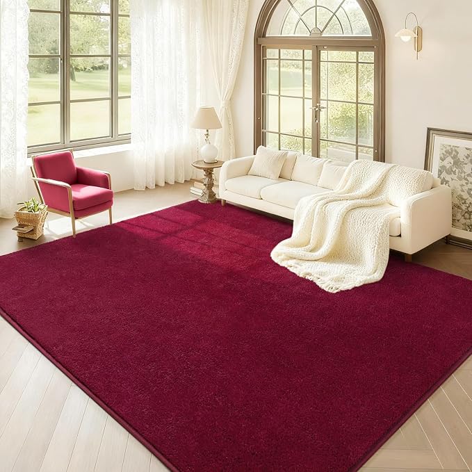 Soft Rugs for Living Room 6x9 Wine Red, Minimalist Area Rug for Bedroom Nursery - Image 2