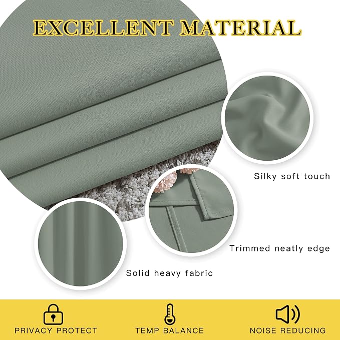 NICETOWN Short Blackout Sage Green Curtains - Image 4