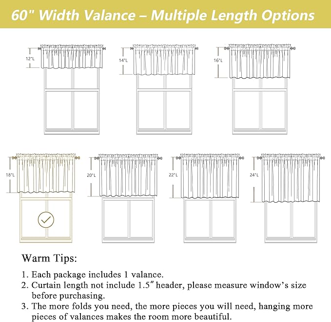 Navy Blue Valances for Windows, Light Filtering Faux Linen Textured Small Short - Image 3