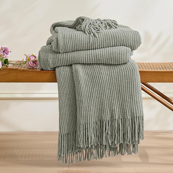 inhand Throw Blanket for Couch Bed, Chunky Chenille Woven Soft Blankets - Image 3