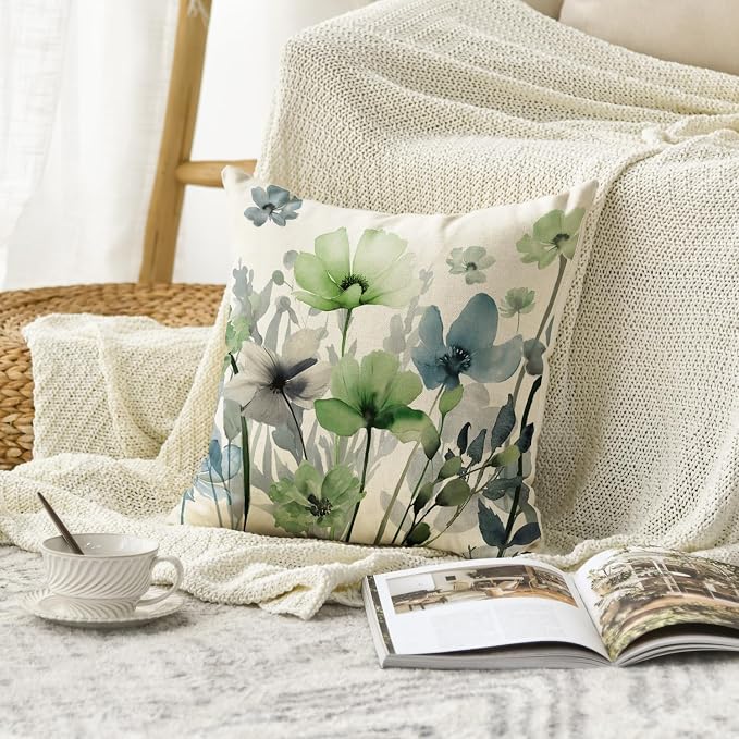 AVOIN colorlife Poppy Flowers Chinoiserie Fall Throw Pillow Cover, 18 x 18 Inch - Image 2