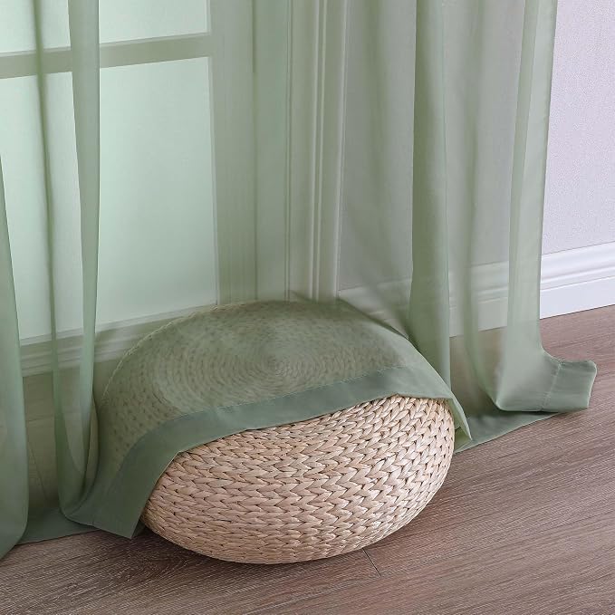 OWENIE Sage Green Sheer Curtains 120 Inches Long 2 Panels Set, Airy Lightweight - Image 6
