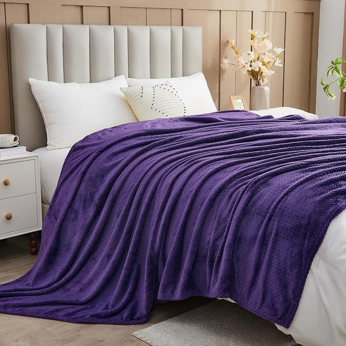 NEWCOSPLAY Super Soft Throw Blanket Dark Purple Premium Silky Flannel Fleece - Image 8