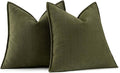 MIULEE Pack of 2 Olive Green Decorative Pillow Covers 16x16 Inch Soft Chenille by MIULEE