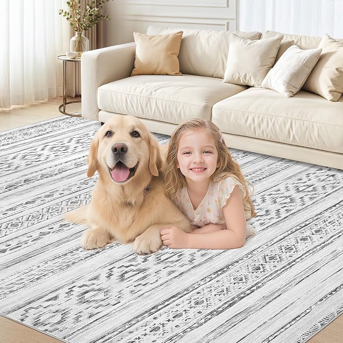 cotiled 9x12 Area Rug Living Room: Washable Boho Rugs - Image 5