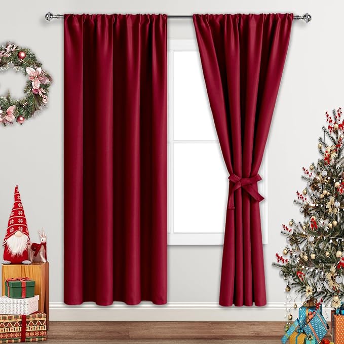 JIUZHEN Red Curtains for Bedroom by JIUZHEN