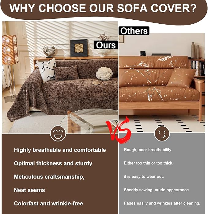 ROOMLIFE Brown Sofa Cover, Vintage Boho Couch Cover - Image 3