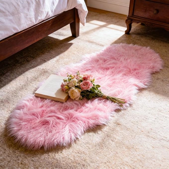 Ultra Soft Faux Fur Rug, Fluffy Shaggy 2 x 6 Ft Sheepskin Fur by TUOTPE