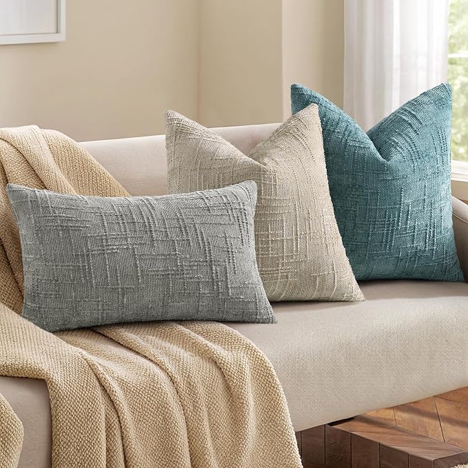 decorUhome Light Brown Chenille Euro Sham Throw Pillow Covers 24x24 Set of 2 - Image 5