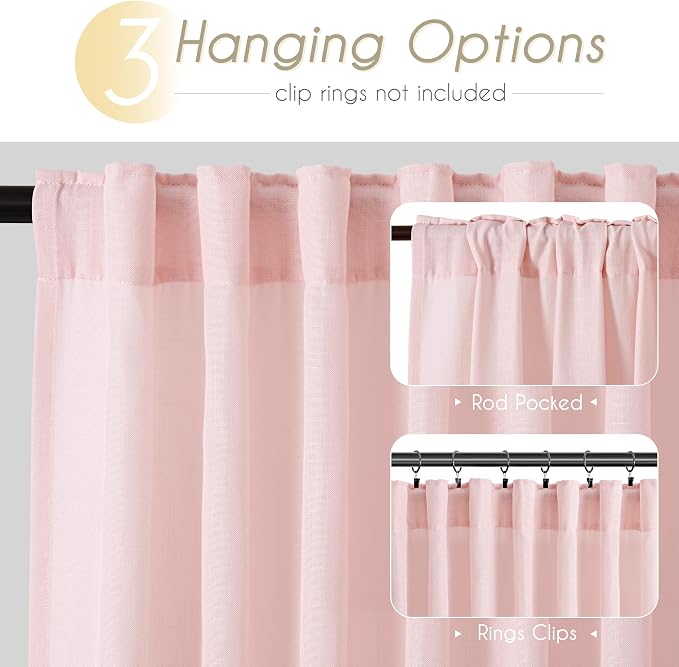 Light Pink Linen Curtains 108 Inches Long - Image 2