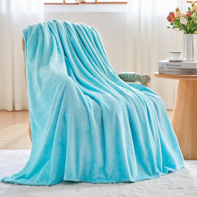 NEWCOSPLAY Super Soft Twin Blanket Turquoise Premium Silky Flannel Fleece - Image 3