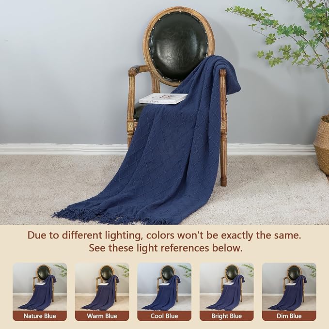 inhand Navy Blue Throw Blanket for Couch and Bed, Soft Living Room Home Decor - Image 4