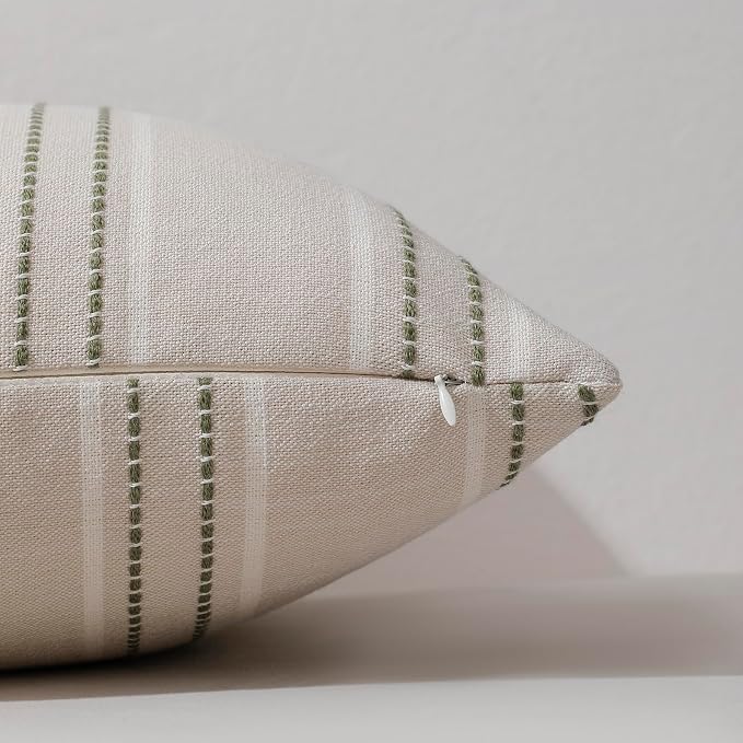 Hckot Spring Decorative Pillow Covers 18x18 Striped Throw Pillows Textured - Image 3