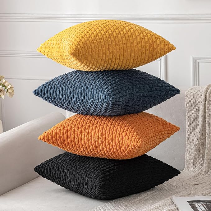 MIULEE Orange Throw Pillow Covers Soft Corduroy Decorative Set of 2 Boho - Image 5