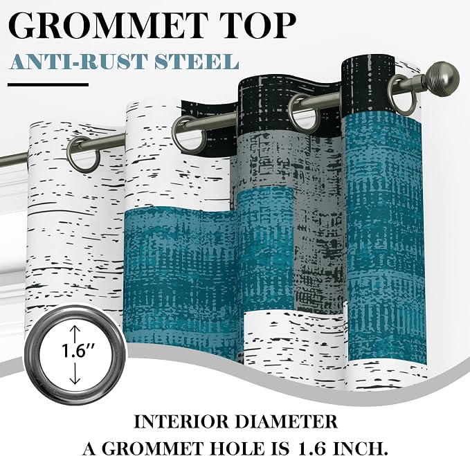 Tyrot Rustic Blue Grey 100% Blackout Curtains - Image 7