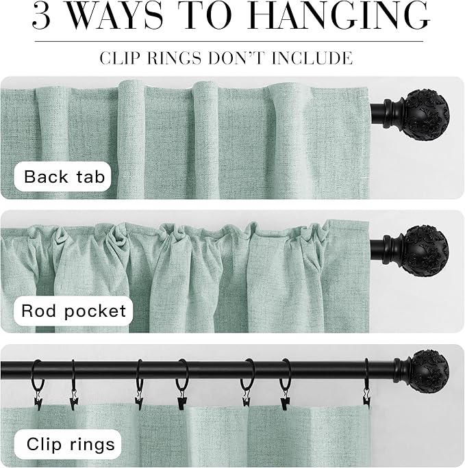 RYB HOME 100% Blackout Linen Textured Curtains 90 inches Long, Thermal - Image 7
