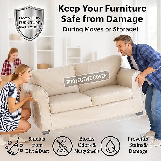 Evelots Clear Plastic Loveseat Cover - Image 6