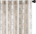 jinchan Linen Floral Curtains for Living Room 63 Inch Length Blue Flower by JINCHAN