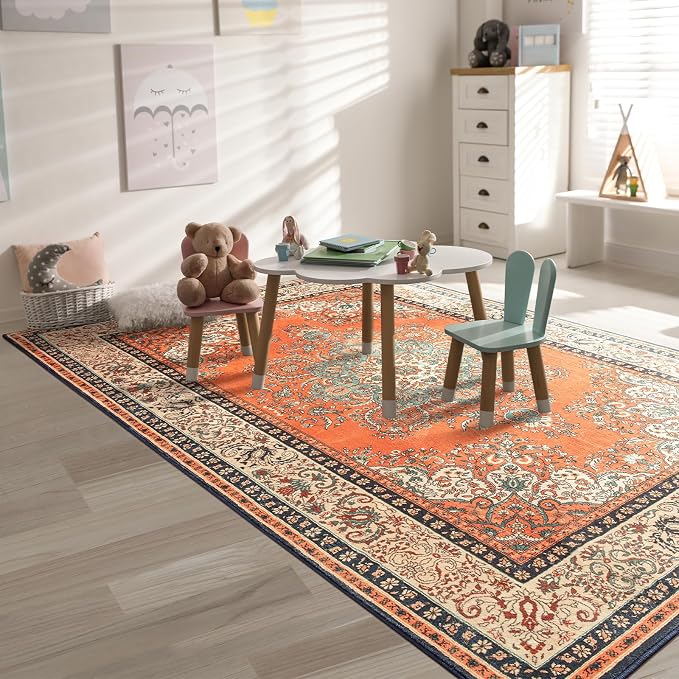 Area Rug for Bedroom, Non-Slip Vintage Area Rug, Machine Washable 4x6Ft Boho - Image 5