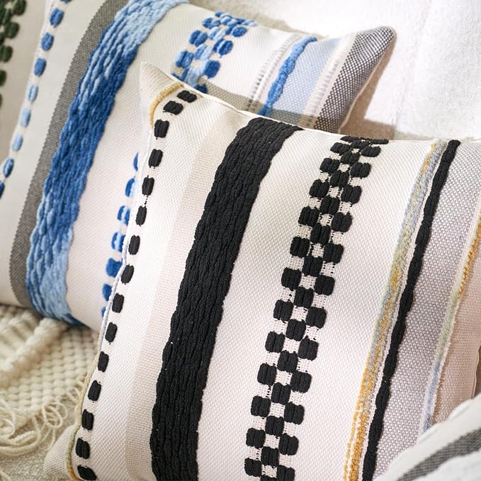 Aeckself Boho Throw Pillow Covers 18x18 Inch Set of 2, Farmhouse Decorative - Image 3