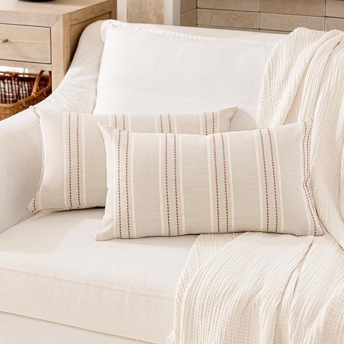 Hckot Throw Pillow Covers 12x20 Set of 2 Camel Pillow Covers Farmhouse - Image 2