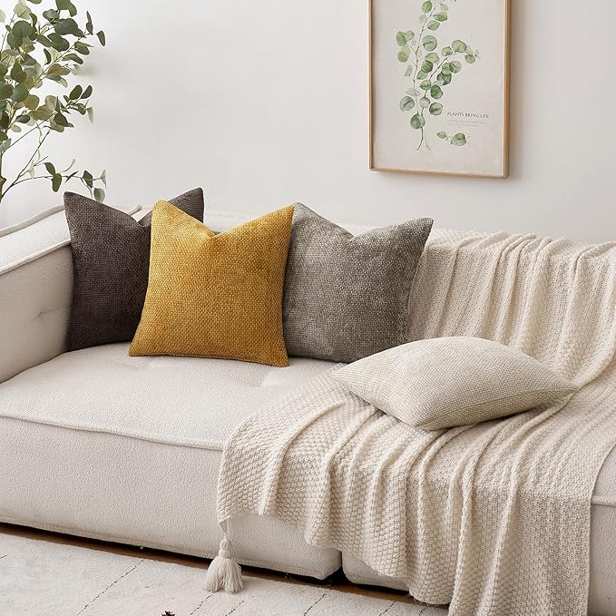 MIULEE Pack of 2 Couch Throw Pillow Covers 20x20 Inch Neutral Dark Brown Boho - Image 3