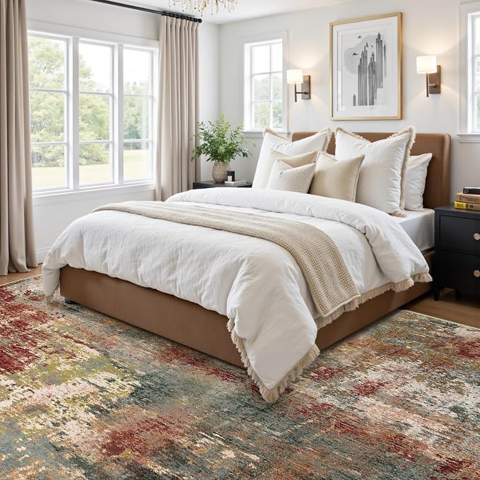Washable Area Rugs Square 10ft Non-Slip Modern Abstract Soft - Image 7