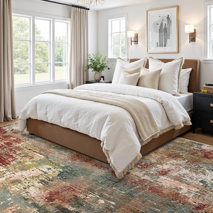 Washable Area Rugs Square 7ft Non-Slip Modern Abstract Soft - Image 7