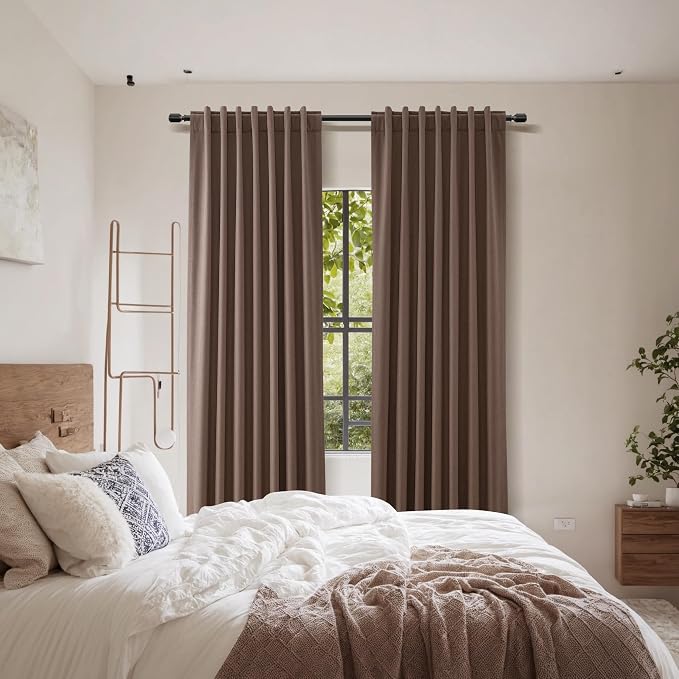 Guken Cappuccino 100% Blackout Linen Curtains 84 Inch Length 2 Panels Set - Image 8