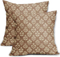 Brown Floral Pillow Covers 22x22 Inch Set of 2, Vintage Flower Block Pattern by Sivirary