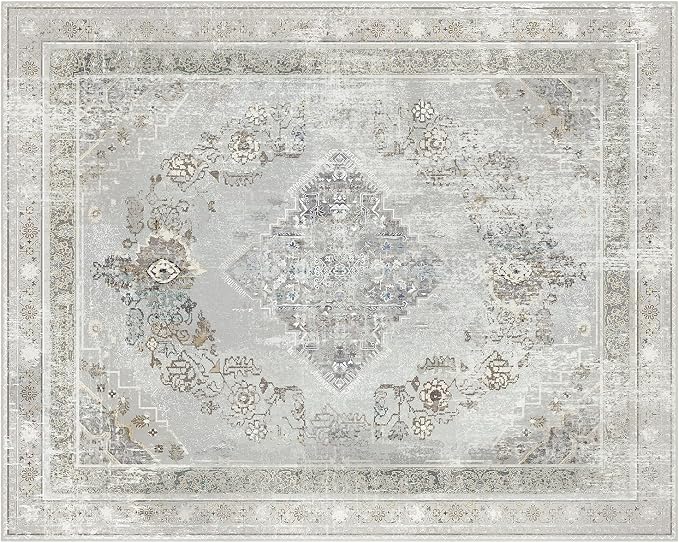Phantoscope Washable Area Rug 8'x10' Non-Slip, Vintage Neutral Rugs - Image 3