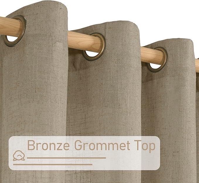 LAMIT Taupe Linen Curtains 90 Inch Length - Image 4