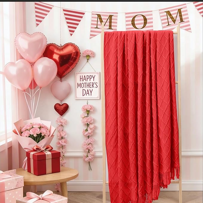 inhand Red Knitted Throw Blanket - Image 6