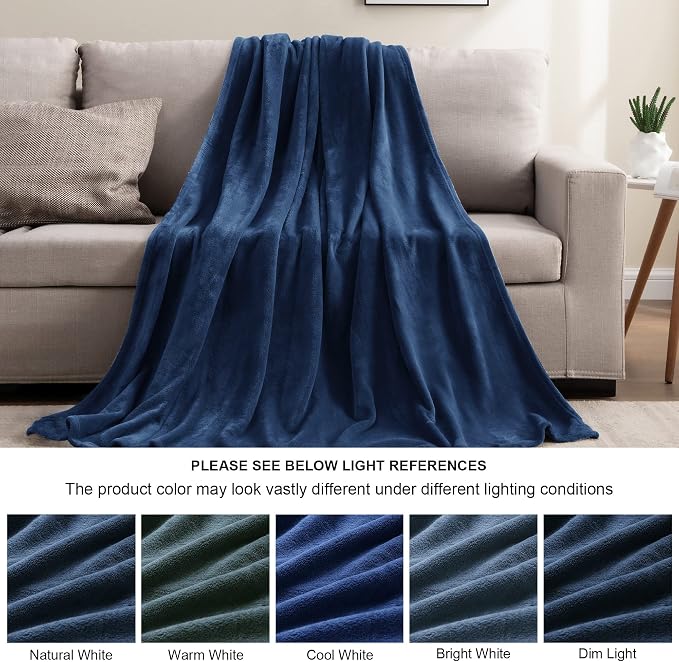 BEDELITE Fleece Blanket Navy Blue Throw Blankets - Image 3